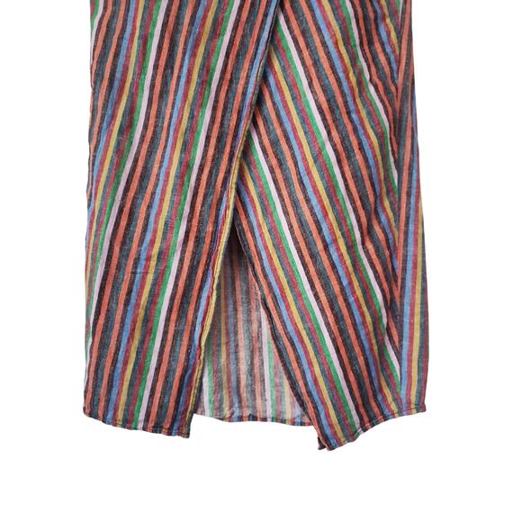 Madewell Overlay Midi Skirt Linen/Cotton in Rainbow Stripe Size Large - Picture 3 of 8